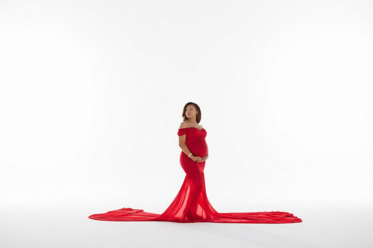 mommoi™ Off-Shoulder Chiffon Maternity Gown