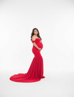 mommoi™ Off-Shoulder Chiffon Maternity Gown