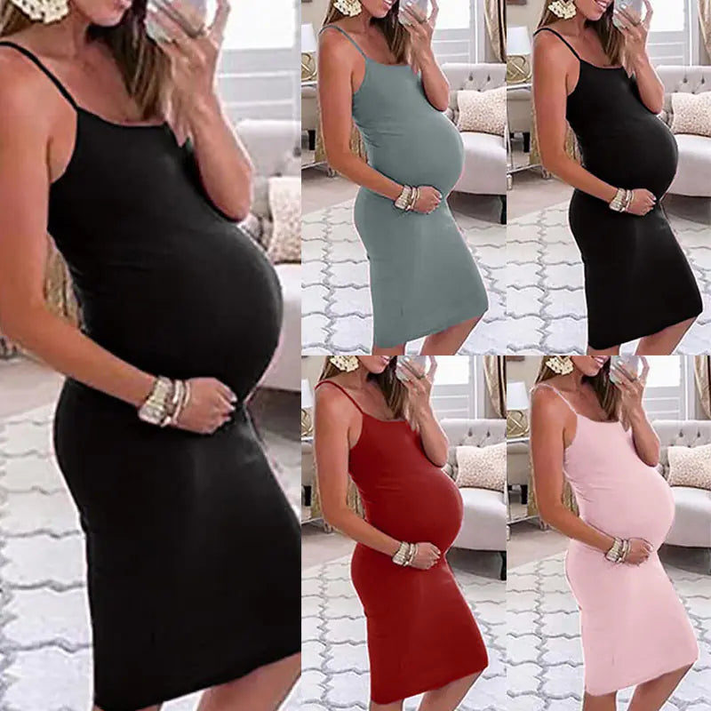 Chic Maternity Suspender Dress