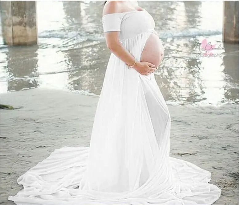 Maternal Grace Floor-Length Dress