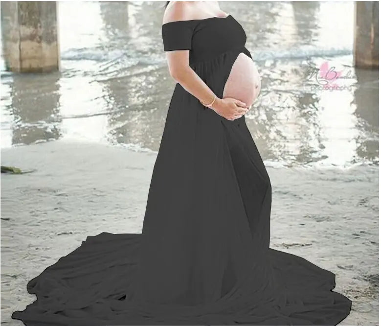 Maternal Grace Floor-Length Dress