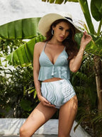 Chic Maternity Patterned Swimsuit Set